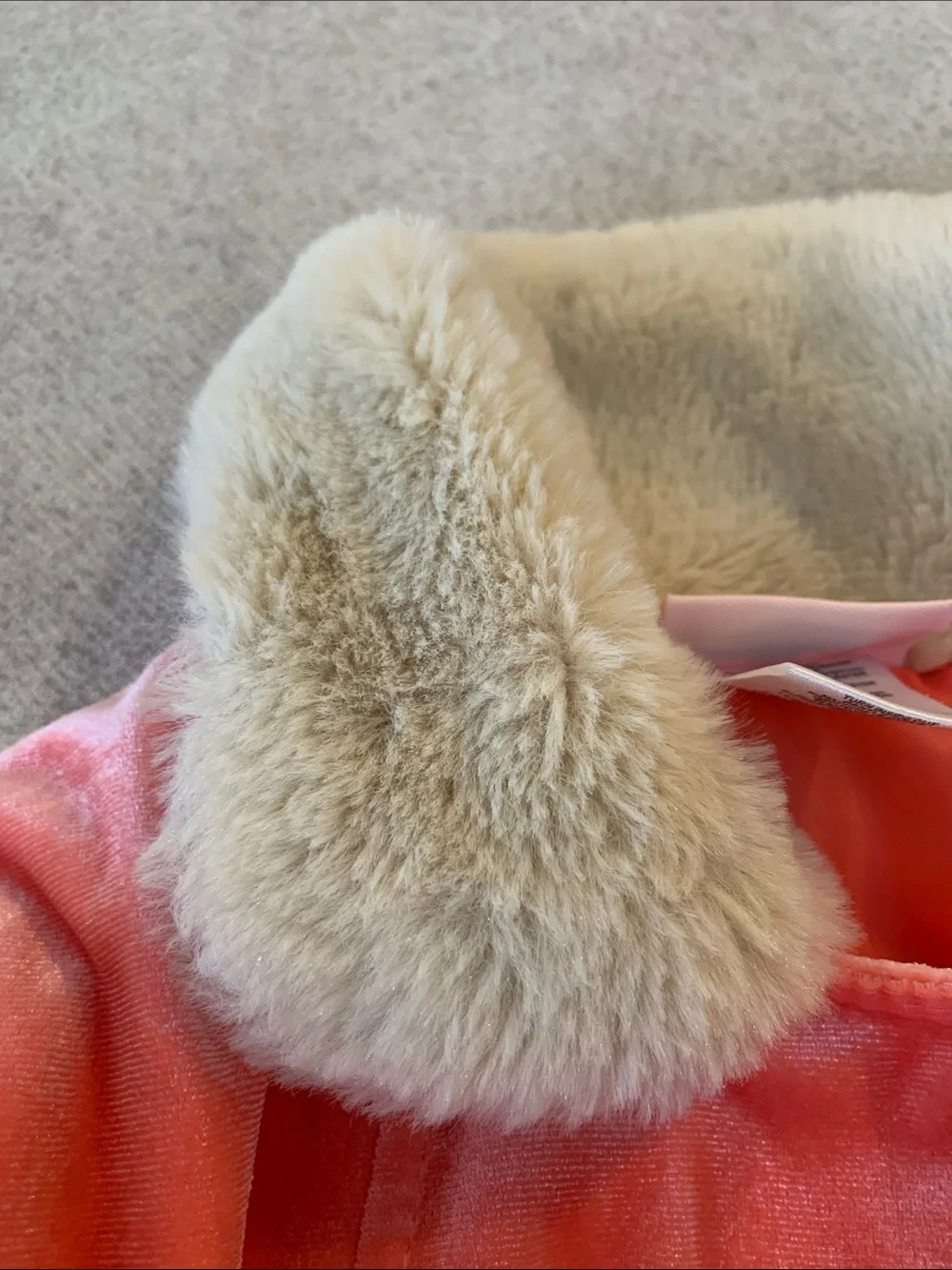 Baby / Toddler Pink Velvet Cape with Cream Faux Fur Collar